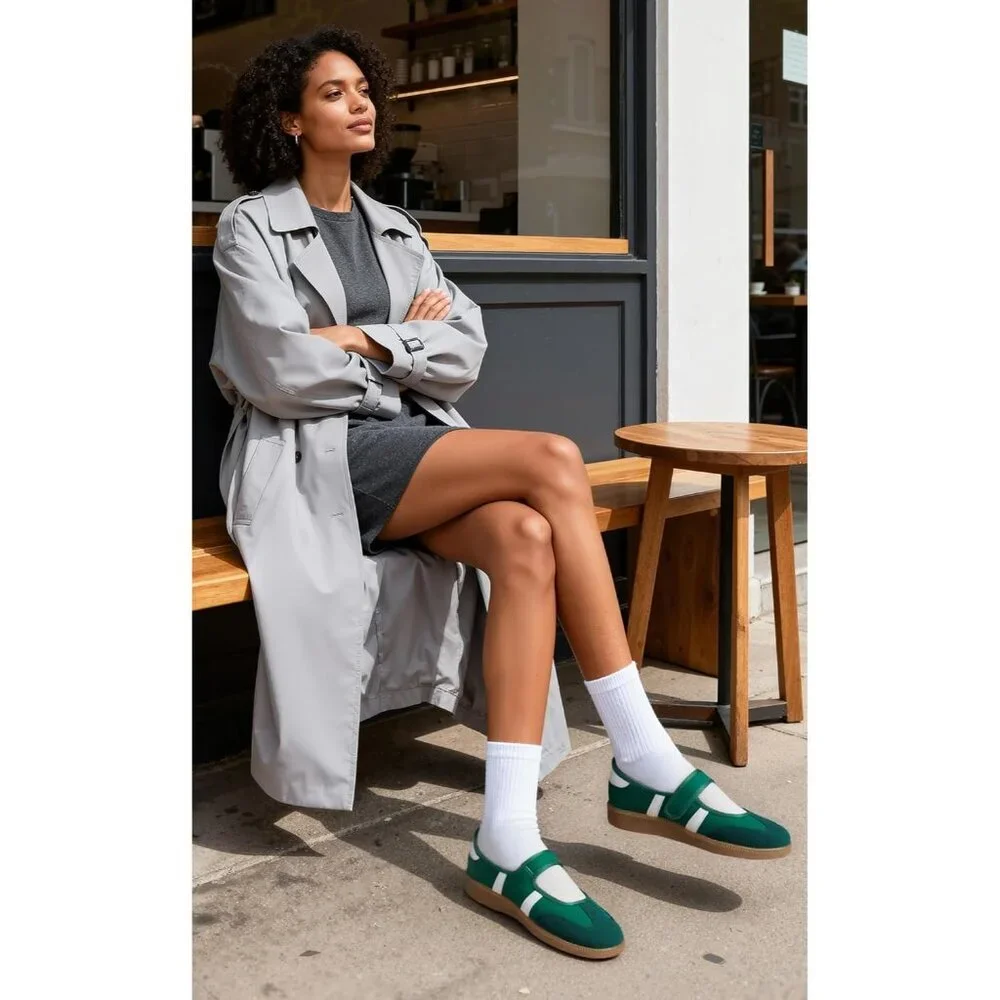 Women's Green Comfortable Casual Lightweight Slip On Footwear Retro Sneakers - Picture 3 of 8